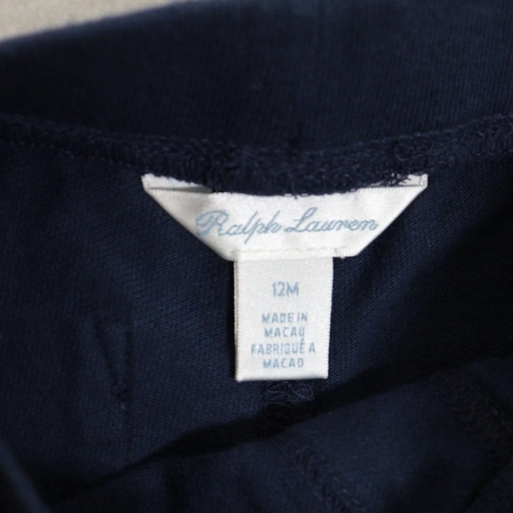 Ralph Lauren Shorts Knit Big Pony Logo Navy Cotton Kids Baby 12M NWT